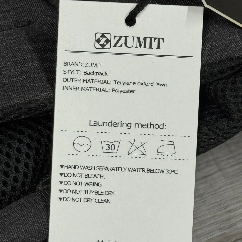 Zumit Backpack Black Gray‎ Travel Laptop Travel School Hiking Outdoor Casual NWT